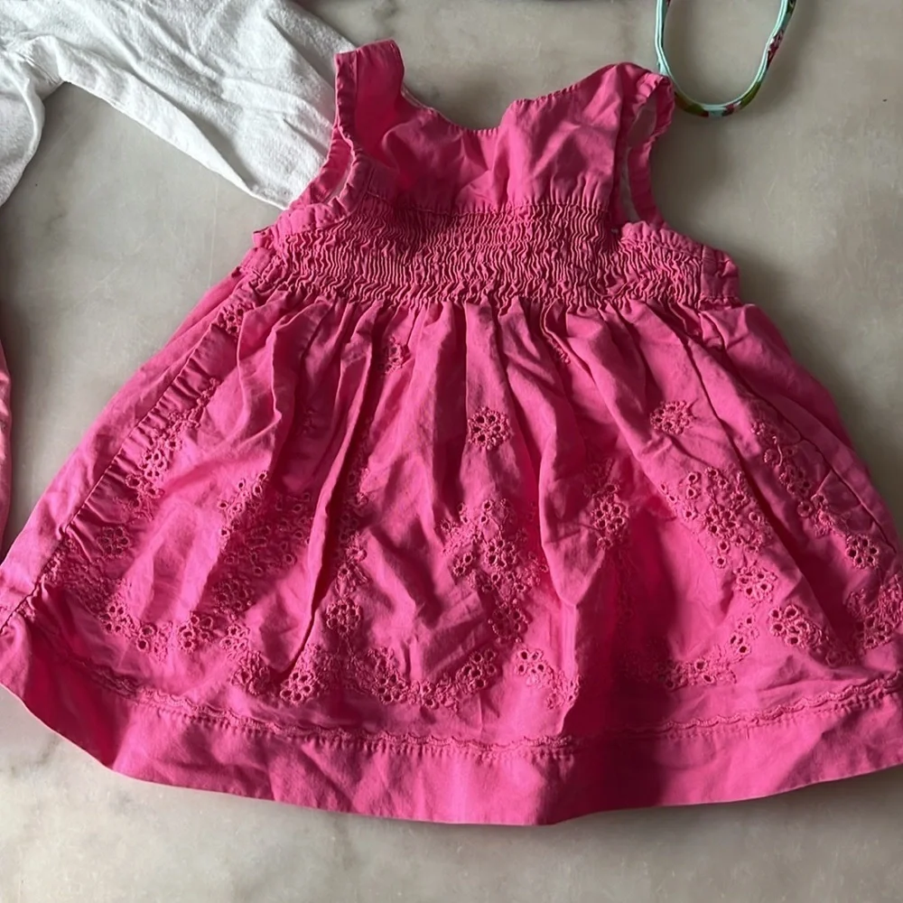 Oshkosh B'gosh Baby Girl Pink Bicycle Overalls Zutano Owls Hat Bundle 18 Months